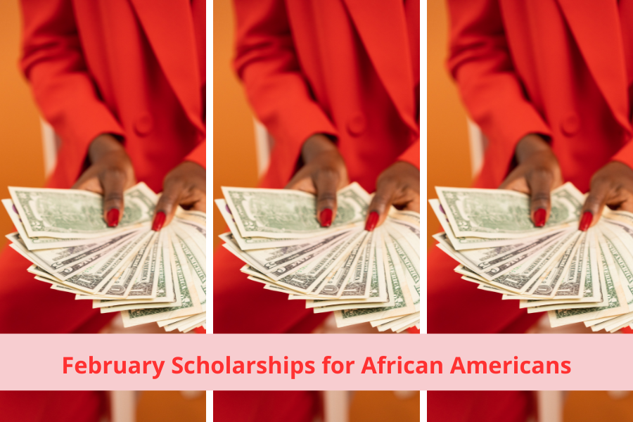 A graduate student is holding a pile of scholarship money, February scholarships for African Americans, Black History, scholarships due in February, scholarships with February deadlines, February scholarships for undergraduate students