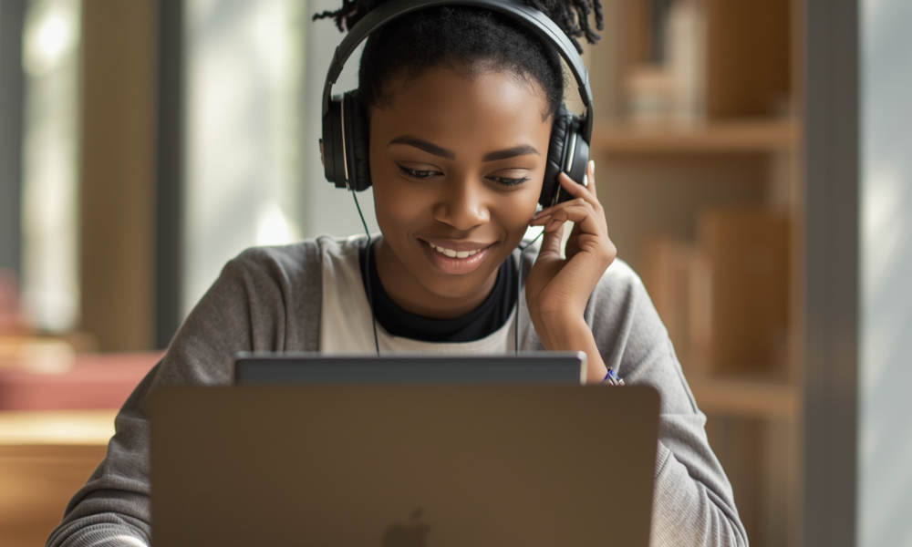A female high school student is on her laptop correcting scholarship mistakes on her scholarship applications. Ignoring the essay prompt, submitting slopping applications, and choosing wrong recommenders were some of the common scholarship mistakes she had to correct.