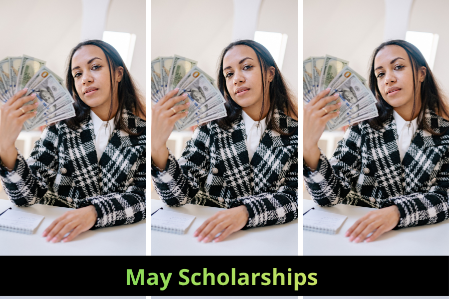 A college student is holding up $100 bills that she won last year from a large scholarships. She will also apply to may scholarships which will be due in a couple of weeks.