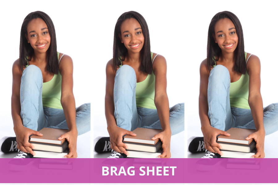 A high school junior needs three recommendations for a selective summer camp. She will attach her brag sheet to a letter requesting a recommendation letter from her English teacher, Math teacher, and school counselor