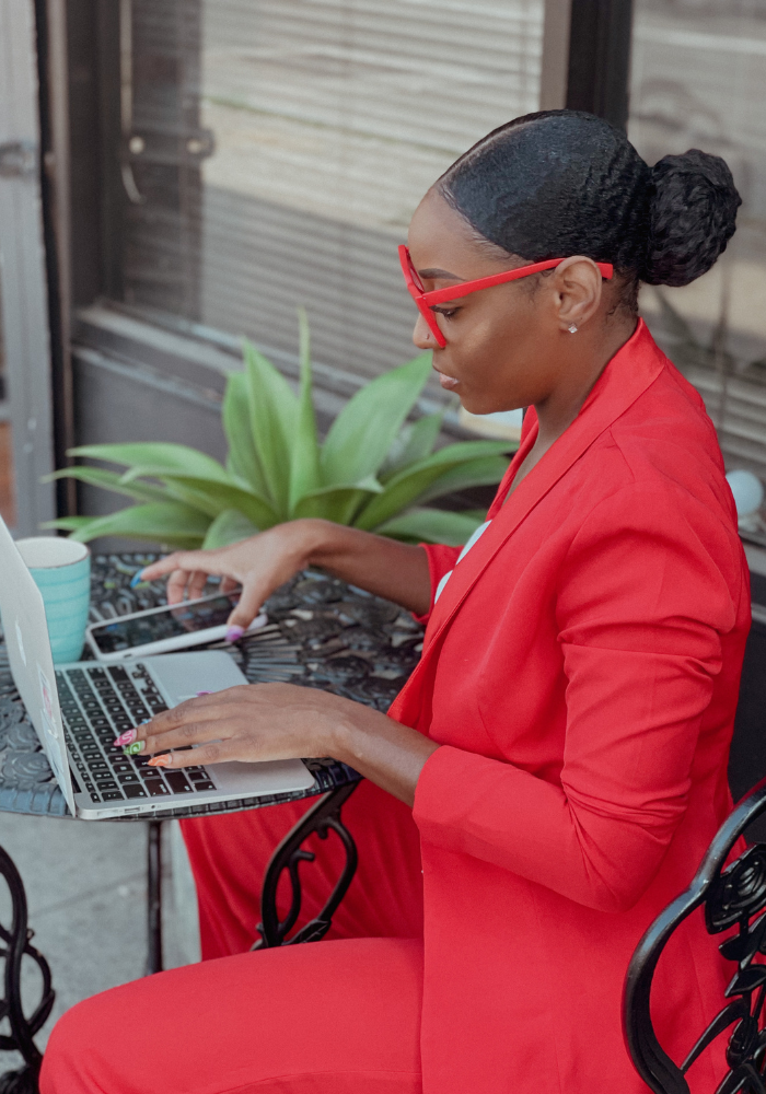 Female college student is on her laptop applying for pipeline